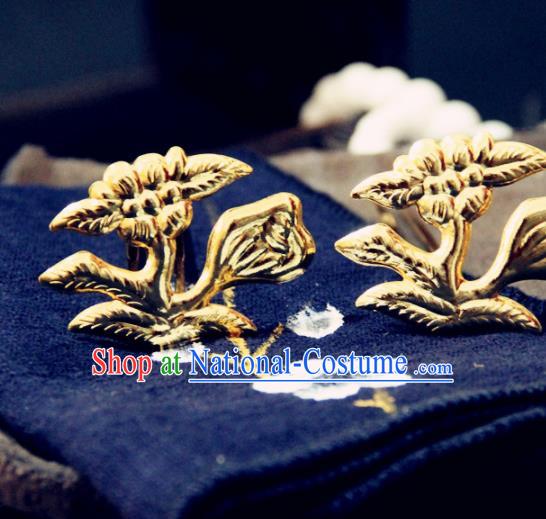 Ancient Chinese Ming Dynasty Princess Golden Hairpins Traditional Hanfu Court Hair Accessories for Women