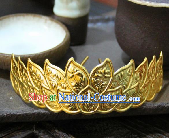 Chinese Ancient Princess Golden Hair Crown Hairpins Traditional Handmade Hanfu Hair Accessories for Women