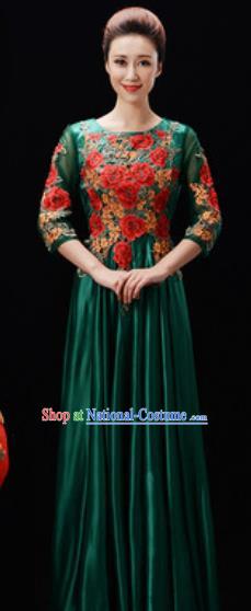 Customized Chorus Costumes Professional Modern Dance Stage Performance Green Dress for Women