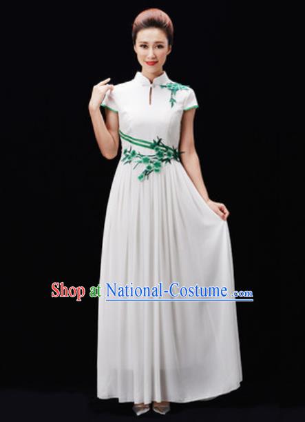 Customized Chinese Chorus White Dress Professional Modern Dance Stage Performance Costumes for Women