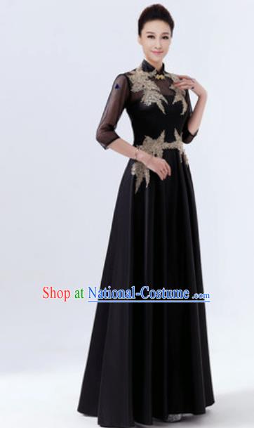 Customized Chinese Chorus Black Full Dress Professional Modern Dance Stage Performance Costumes for Women