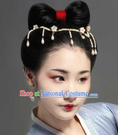 Chinese Ancient Princess Pearls Tassel Hair Clasp Hairpins Traditional Handmade Hanfu Hair Accessories for Women