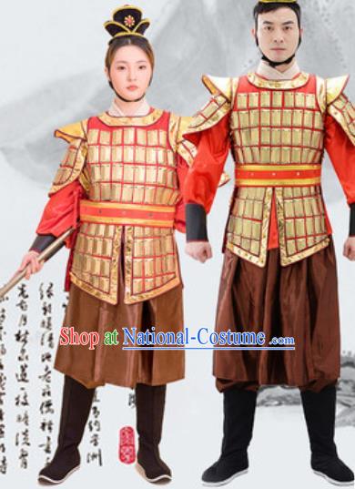 Traditional Chinese Ancient Drama Costumes Chinese Tang Dynasty Warrior Helmet and Armour for Men