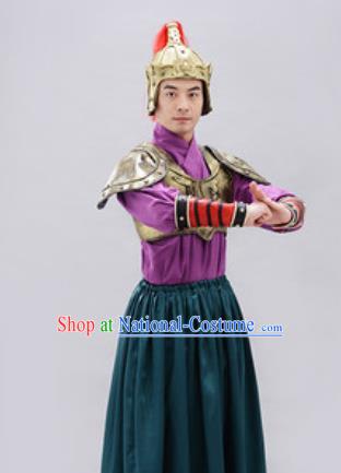 Traditional Chinese Ancient Drama Costumes Chinese Northern and Southern Dynasties Warrior Helmet and Armour for Men