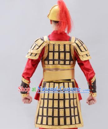 Traditional Chinese Ancient Drama Soldier Costumes Chinese Tang Dynasty Warrior Helmet and Armour for Men