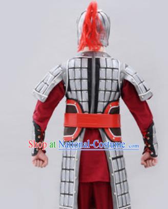 Traditional Chinese Ancient Drama General Costumes Chinese Three Kingdoms Period Warrior Helmet and Armour for Men