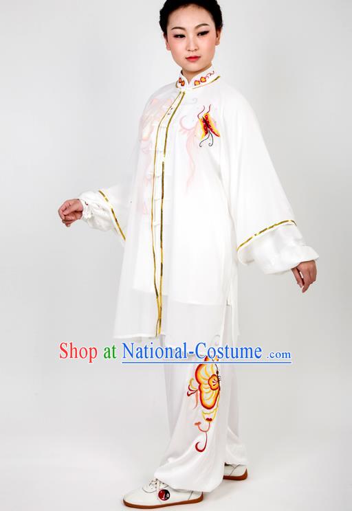 Chinese Traditional Martial Arts Embroidered Butterfly Costume Best Kung Fu Competition Tai Chi Training Clothing for Women