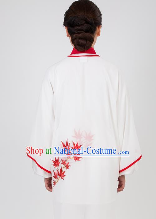 Chinese Traditional Martial Arts Embroidered White Costume Best Kung Fu Competition Tai Chi Training Clothing for Women