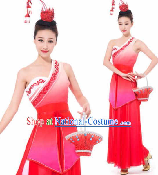 Chinese Spring Festival Gala Dance Red Dress Traditional Classical Dance Costume for Women