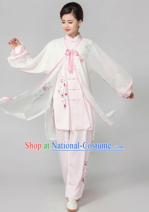 Professional Martial Arts Competition Printing Magnolia Pink Costume Chinese Traditional Kung Fu Tai Chi Clothing for Women