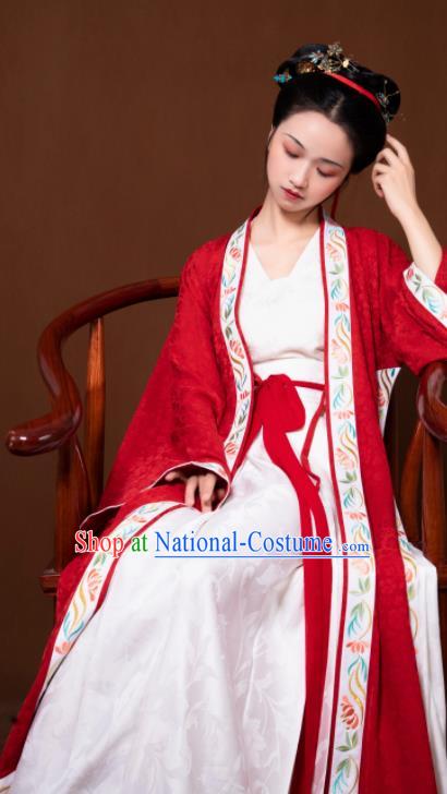 Traditional Chinese Song Dynasty Aristocratic Lady Embroidered Hanfu Dress Ancient Drama Dowager Replica Costumes for Women