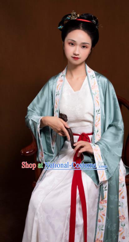 Traditional Chinese Song Dynasty Court Maid Embroidered Hanfu Dress Ancient Drama Aristocratic Lady Replica Costumes for Women