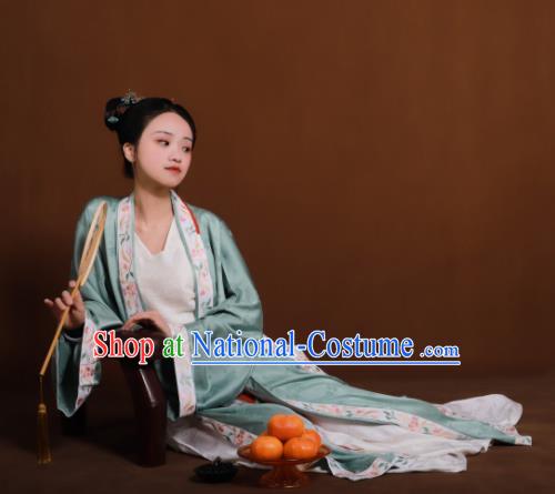 Traditional Chinese Song Dynasty Court Maid Embroidered Hanfu Dress Ancient Drama Aristocratic Lady Replica Costumes for Women