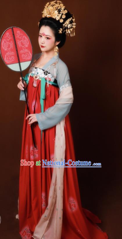 Traditional Chinese Tang Dynasty Imperial Consort Hanfu Dress Ancient Drama Court Lady Replica Costumes for Women