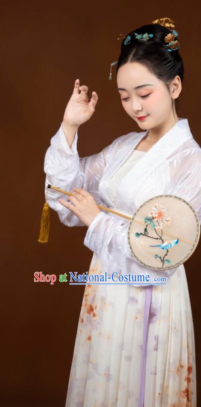 Traditional Chinese Song Dynasty White Hanfu Dress Ancient Drama Aristocratic Dowager Replica Costumes for Women