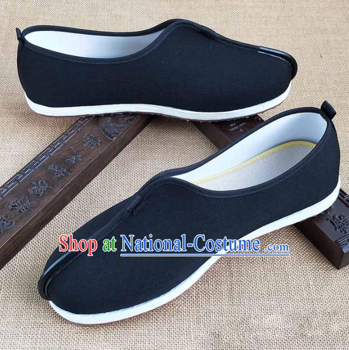 Traditional Chinese Black Monk Shoes Handmade Multi Layered Cloth Shoes Martial Arts Shoes for Men