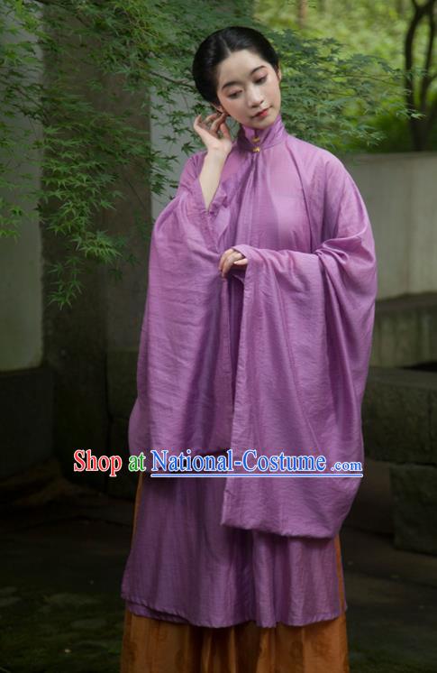 Traditional Chinese Ming Dynasty Palace Lady Purple Long Gown Ancient Drama Princess Replica Costumes for Women