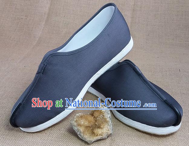 Traditional Chinese Monk Grey Shoes Handmade Multi Layered Cloth Shoes Martial Arts Shoes for Men