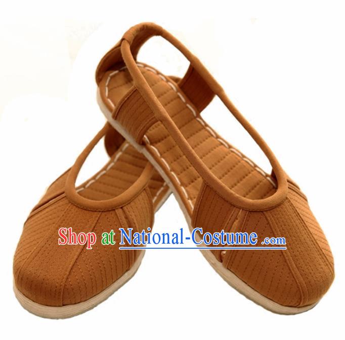 Traditional Chinese Buddhist Monk Shoes Handmade Ginger Multi Layered Cloth Sandal Martial Arts Shoes for Men