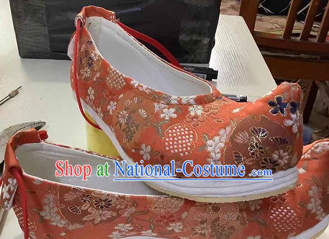 Traditional Chinese Red Blood Stained Shoes Handmade Wedding Hanfu Shoes Ancient Princess Shoes for Women