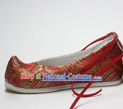 Traditional Chinese Wedding Blood Stained Shoes Handmade Red Hanfu Shoes Ancient Princess Shoes for Women