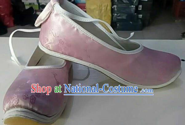 Traditional Chinese Wedding Light Pink Satin Shoes Handmade Hanfu Shoes Ancient Princess Shoes for Women