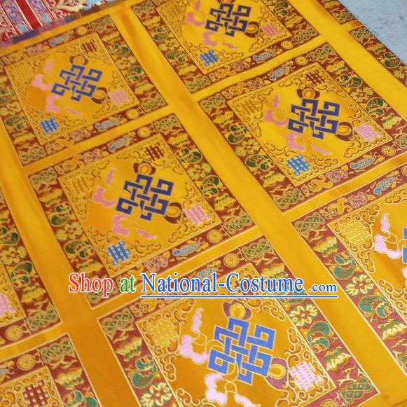 Asian Chinese Traditional Buddhism Lucky Pattern Design Golden Brocade Fabric Tibetan Robe Silk Material