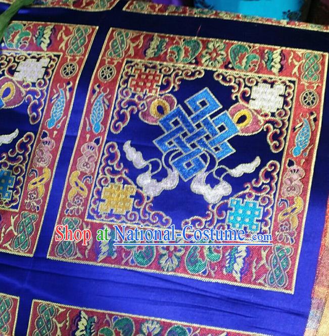 Asian Chinese Traditional Buddhism Lucky Pattern Design Royalblue Brocade Fabric Tibetan Robe Silk Material