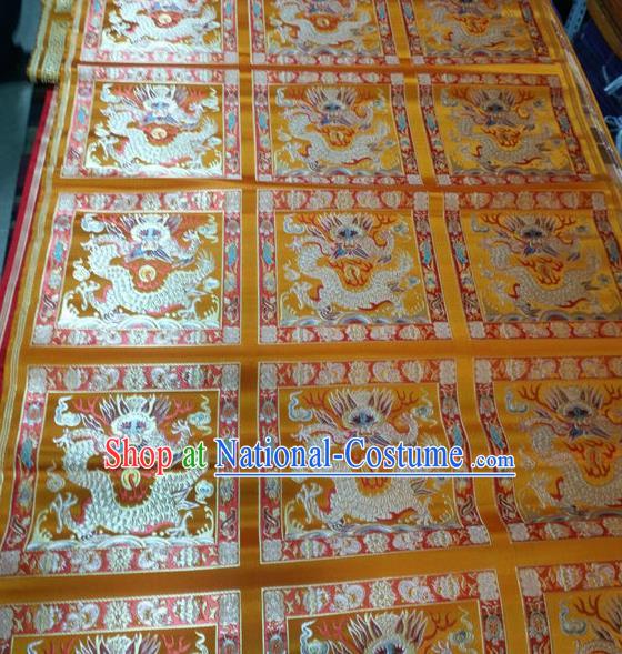 Asian Chinese Traditional Buddhism Dragon Pattern Design Golden Brocade Fabric Tibetan Robe Silk Material