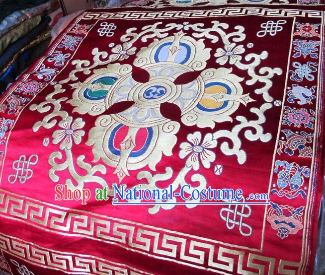 Asian Chinese Buddhism Traditional Vajra Pattern Design Rosy Brocade Fabric Tibetan Robe Silk Material