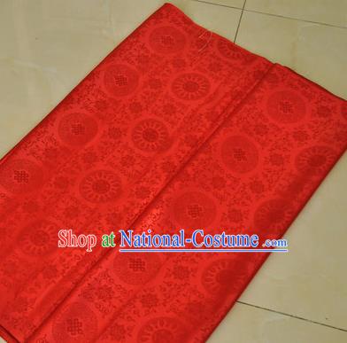 Asian Chinese Buddhism Traditional Lucky Pattern Design Red Brocade Fabric Tibetan Robe Silk Material