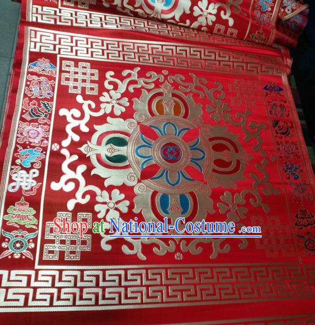 Asian Chinese Buddhism Traditional Vajra Pattern Design Purplish Red Brocade Fabric Tibetan Robe Silk Material