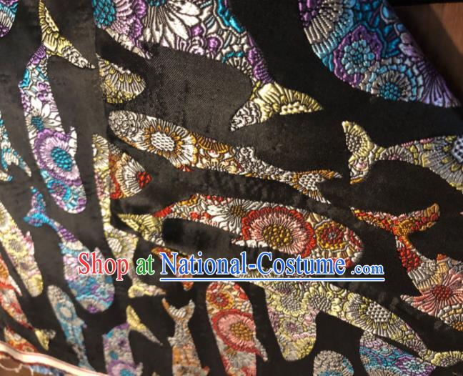 Asian Chinese Traditional Whale Pattern Design Black Brocade Fabric Cheongsam Silk Material