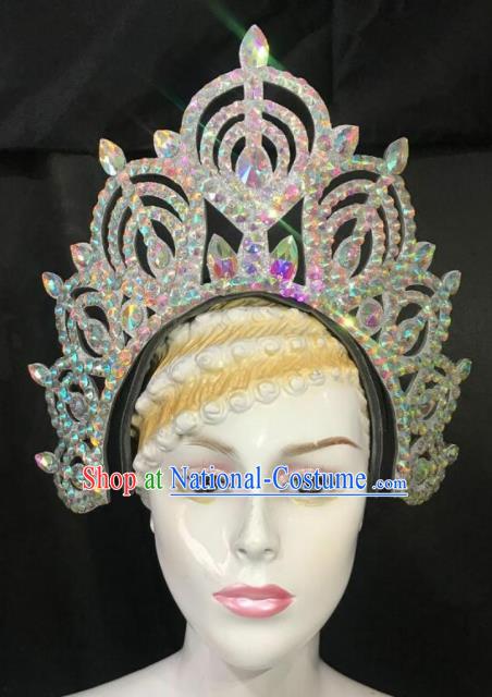 Customized Halloween Carnival Stage Show Giant Royal Crown Brazil Parade Samba Dance Headpiece for Women