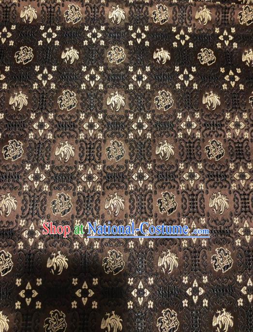 Asian Chinese Traditional Pattern Design Brown Brocade Fabric Cheongsam Silk Material