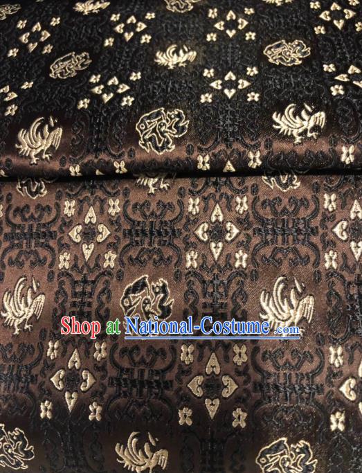 Asian Chinese Traditional Pattern Design Brown Brocade Fabric Cheongsam Silk Material