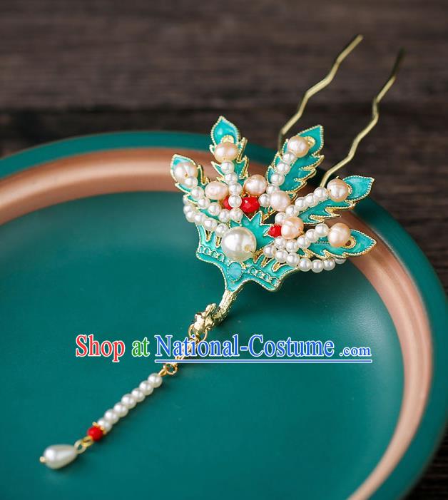 Top Chinese Traditional Pearls Phoenix Tassel Hair Clip Handmade Hanfu Hairpins Hair Accessories for Women