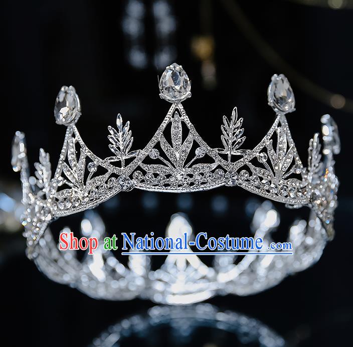 Top Grade Handmade Princess Zircon Round Royal Crown Wedding Bride Hair Accessories for Women