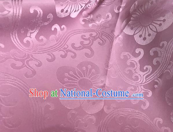 Asian Chinese Traditional Plum Pattern Design Pink Brocade China Hanfu Satin Fabric Material