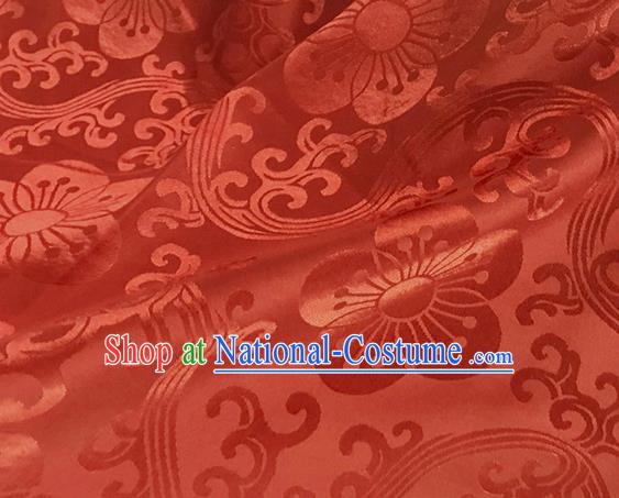 Asian Chinese Traditional Plum Pattern Design Orange Brocade China Hanfu Satin Fabric Material