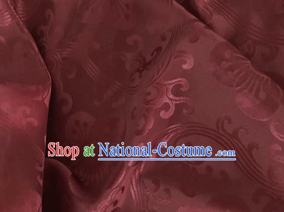 Asian Chinese Traditional Plum Pattern Design Wine Red Brocade China Hanfu Satin Fabric Material