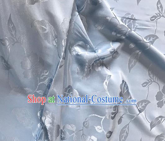 Asian Chinese Traditional Twine Pattern Design Light Blue Brocade China Hanfu Satin Fabric Material