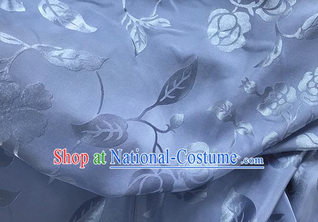 Asian Chinese Traditional Twine Pattern Design Blue Brocade China Hanfu Satin Fabric Material