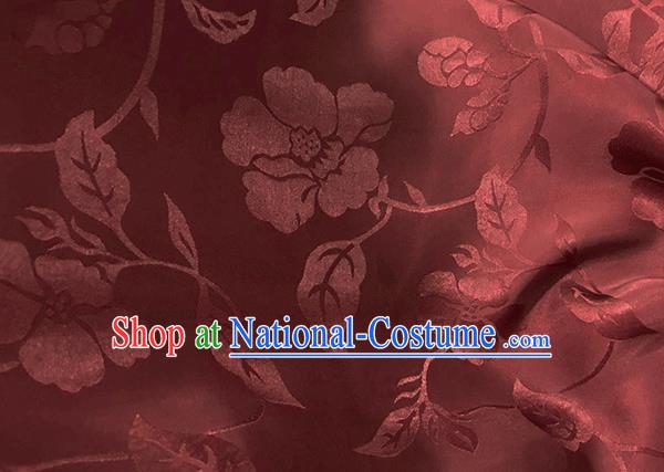 Asian Chinese Traditional Twine Pattern Design Wine Red Brocade China Hanfu Satin Fabric Material