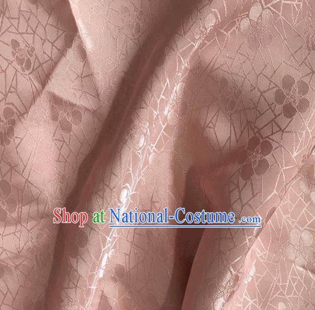 Asian Chinese Traditional Plum Blossom Pattern Design Pink Brocade China Hanfu Satin Fabric Material