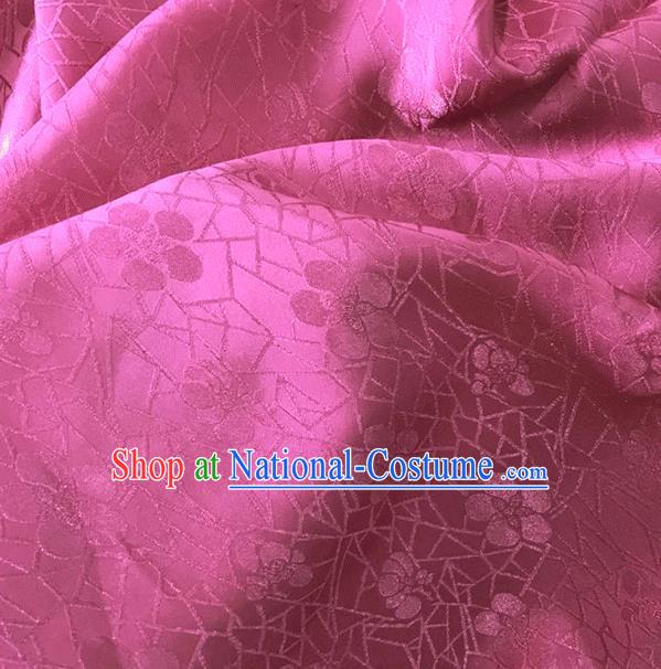 Asian Chinese Traditional Plum Blossom Pattern Design Rosy Brocade China Hanfu Satin Fabric Material