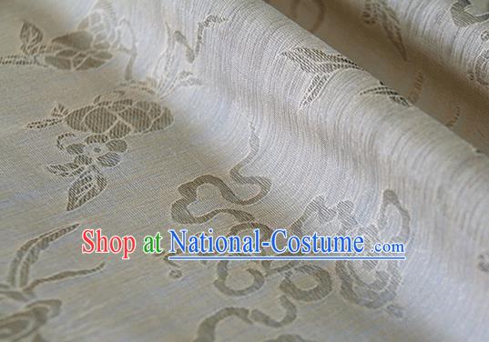 Asian Chinese Traditional Auspicious Pattern Design Beige Brocade China Hanfu Silk Fabric Material