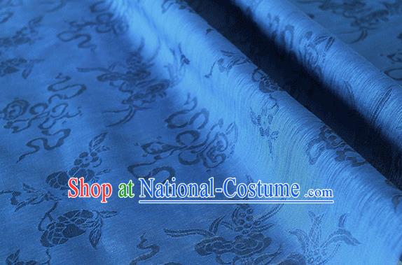 Asian Chinese Traditional Auspicious Pattern Design Blue Brocade China Hanfu Silk Fabric Material