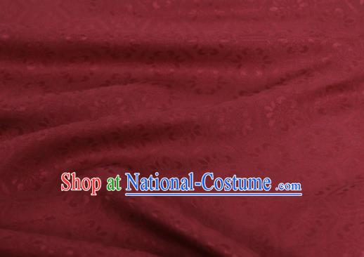 Asian Chinese Dark Red Silk Fabric Traditional Tortoiseshell Pattern Design Fabric Chinese Qipao Silk Fabric Material