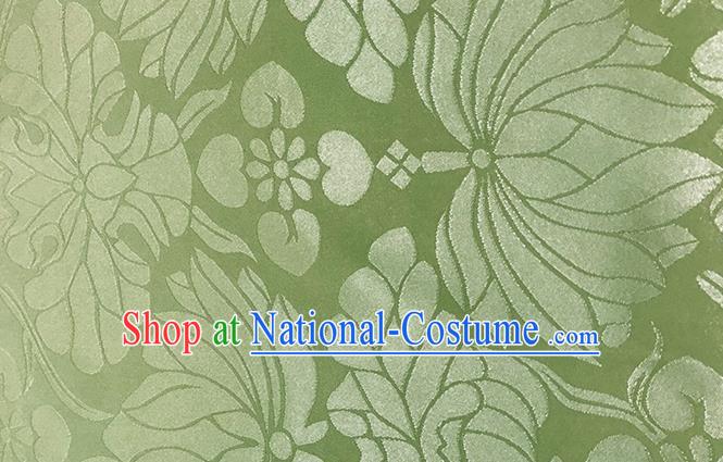 Asian Chinese Traditional Lotus Pattern Design Green Brocade China Hanfu Satin Silk Fabric Material